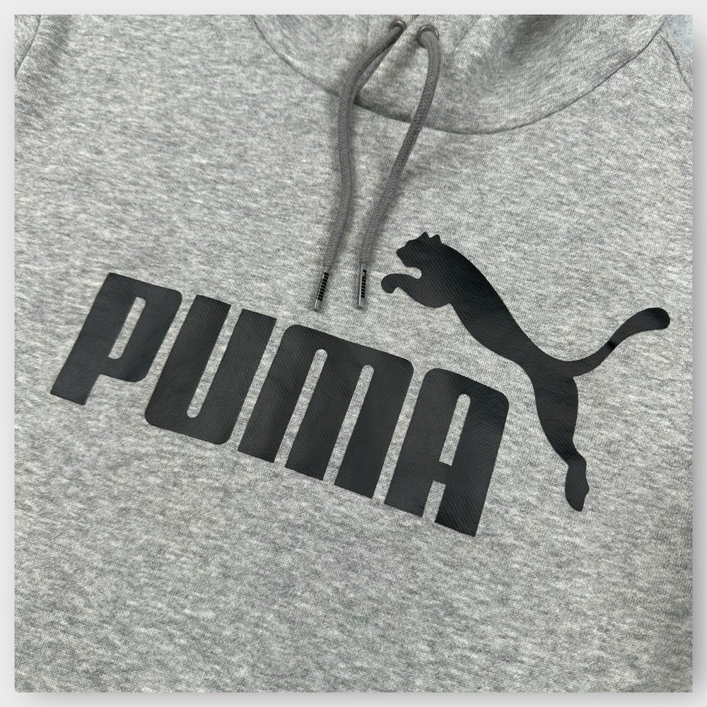 PUMA Essentials No 1 Logo Hoodie Mens S Gray Pullover Athletic Streetwear Sporty - Picture 3 of 13